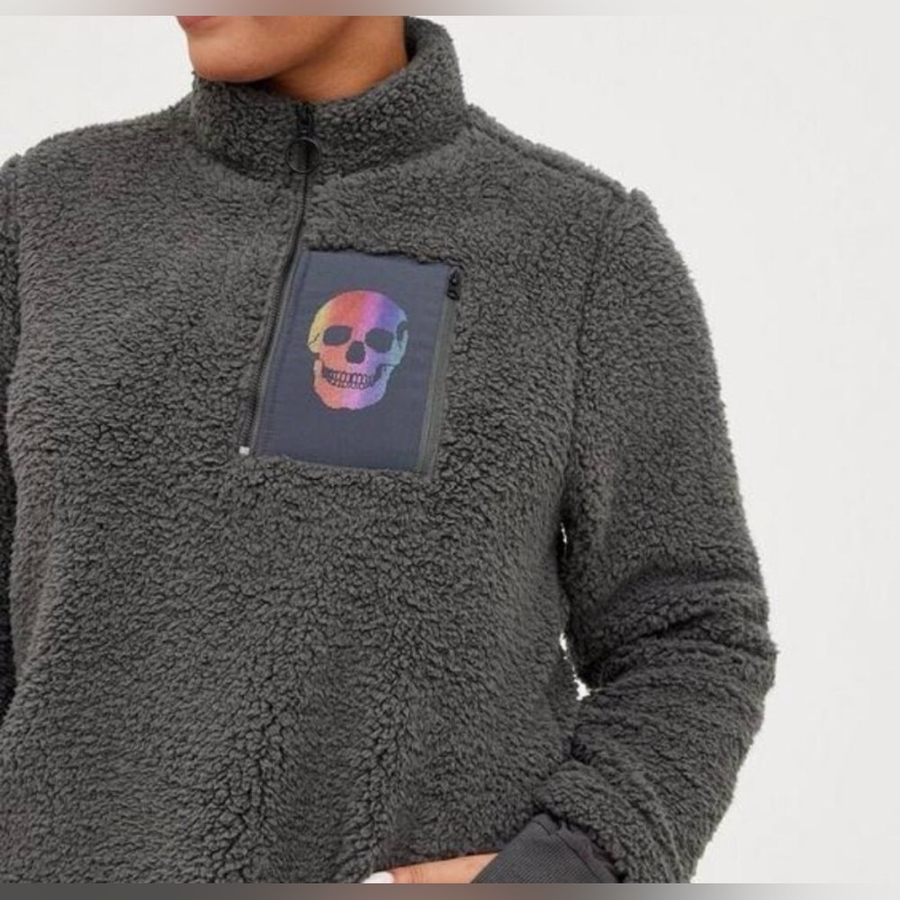 TORRID SHERPA SKULL QUARTER ZIP